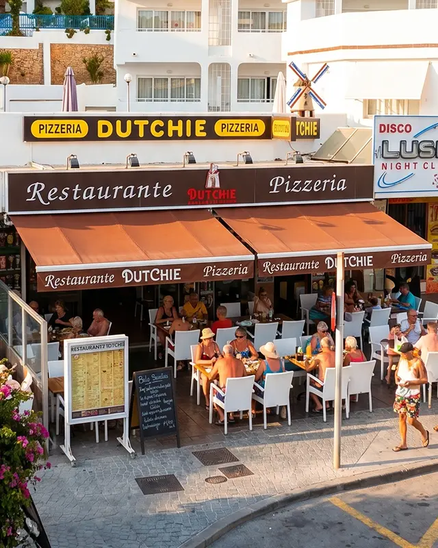 Dutchie terrace on the strip in Santa Ponsa